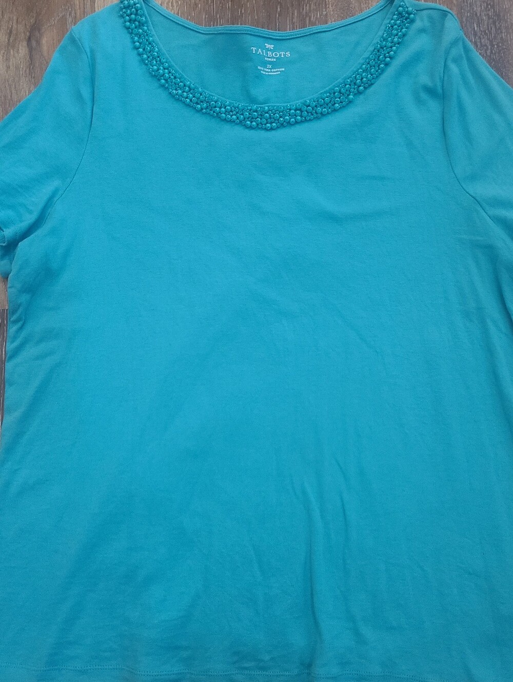 Talbots Blue Beaded Top Womens Size 2x